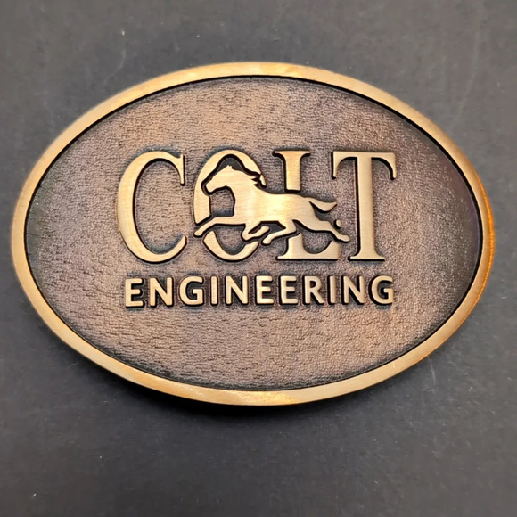 Colt Engineering Brass Men's Advertiser's Belt Buckles, Attributes Calgary . - Picture 1 of 5